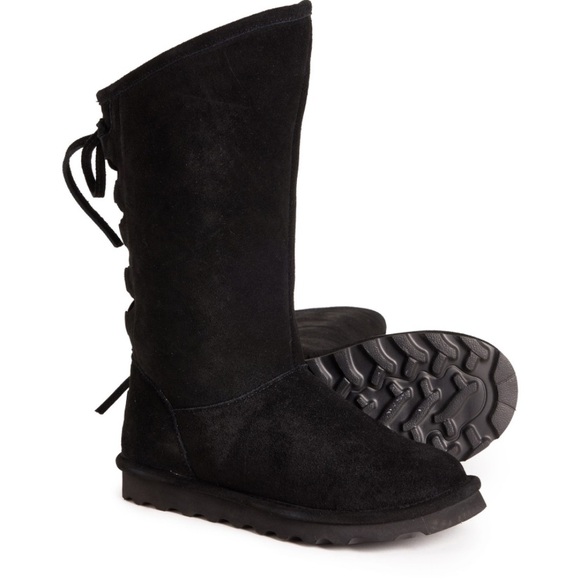 Bearpaw Phylly Tall Shearling Boots with Tie - Suede (For Women) size 8 - Picture 1 of 3